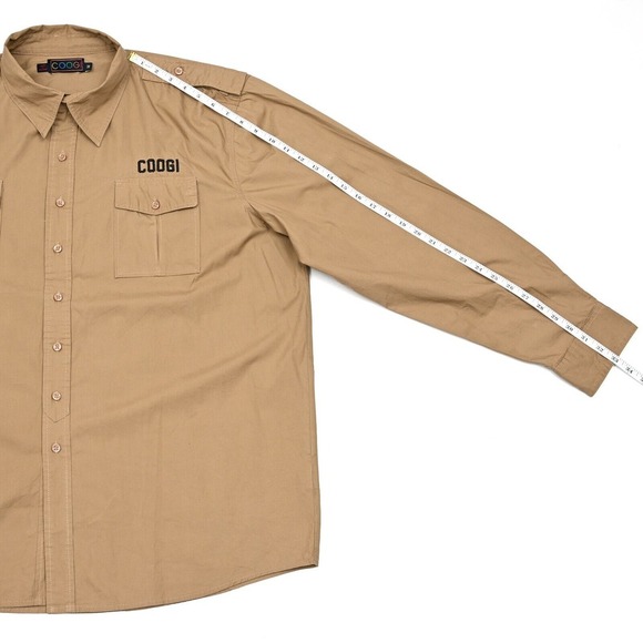 Vintage Coogi Shirt 3XL‎ Mens Military Button Up Back Logo Khaki Y2K Rare - Picture 5 of 12